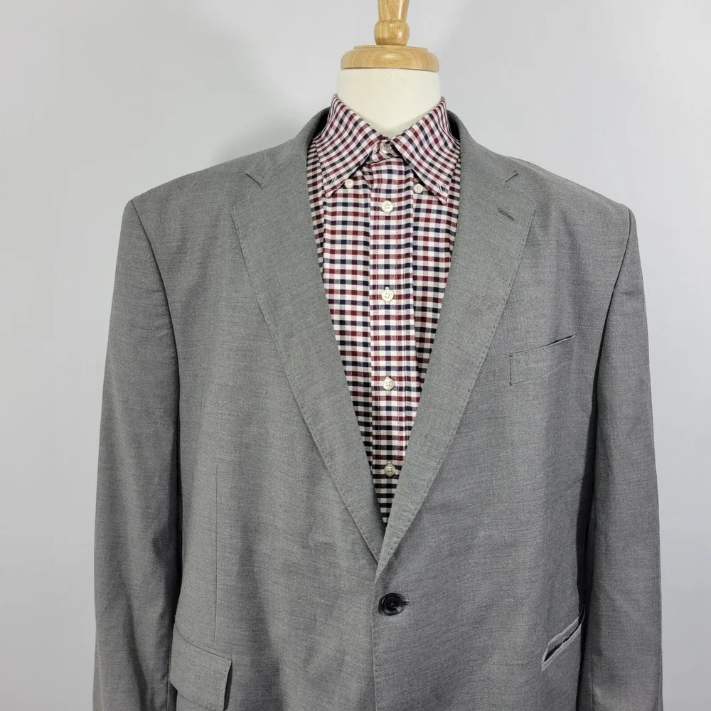 J.Ferrar Men's Sport Coat‎ Blazer Two Button Gray Polyester Blend 52R